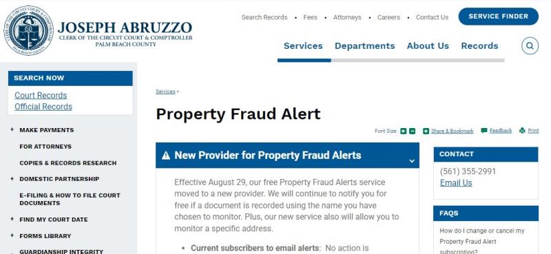 Property Fraud Alert Website - Click to subscribe